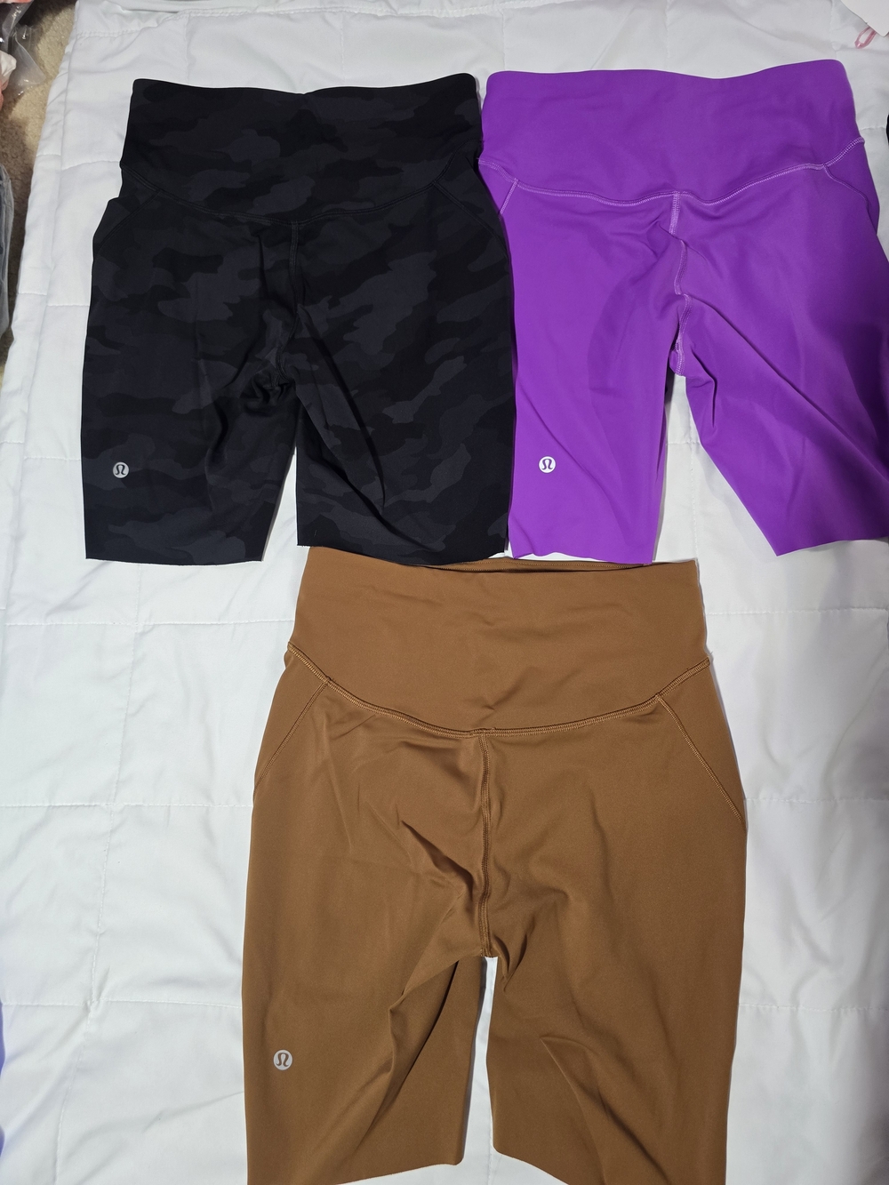 lululemon Base Pace  High-Rise Bike Shorts — Black Camo, Purple, Brown